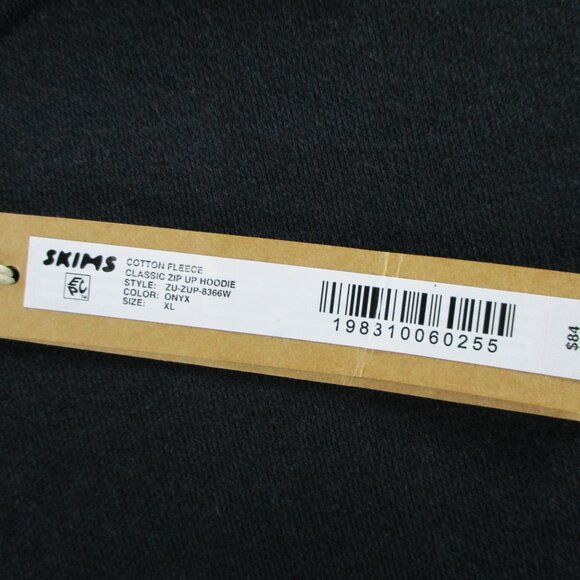 SKIMS Cotton Fleece Zip Up Hoodie Womens XL Onyx Black Sweatshirt Sweater NWT - Picture 4 of 9